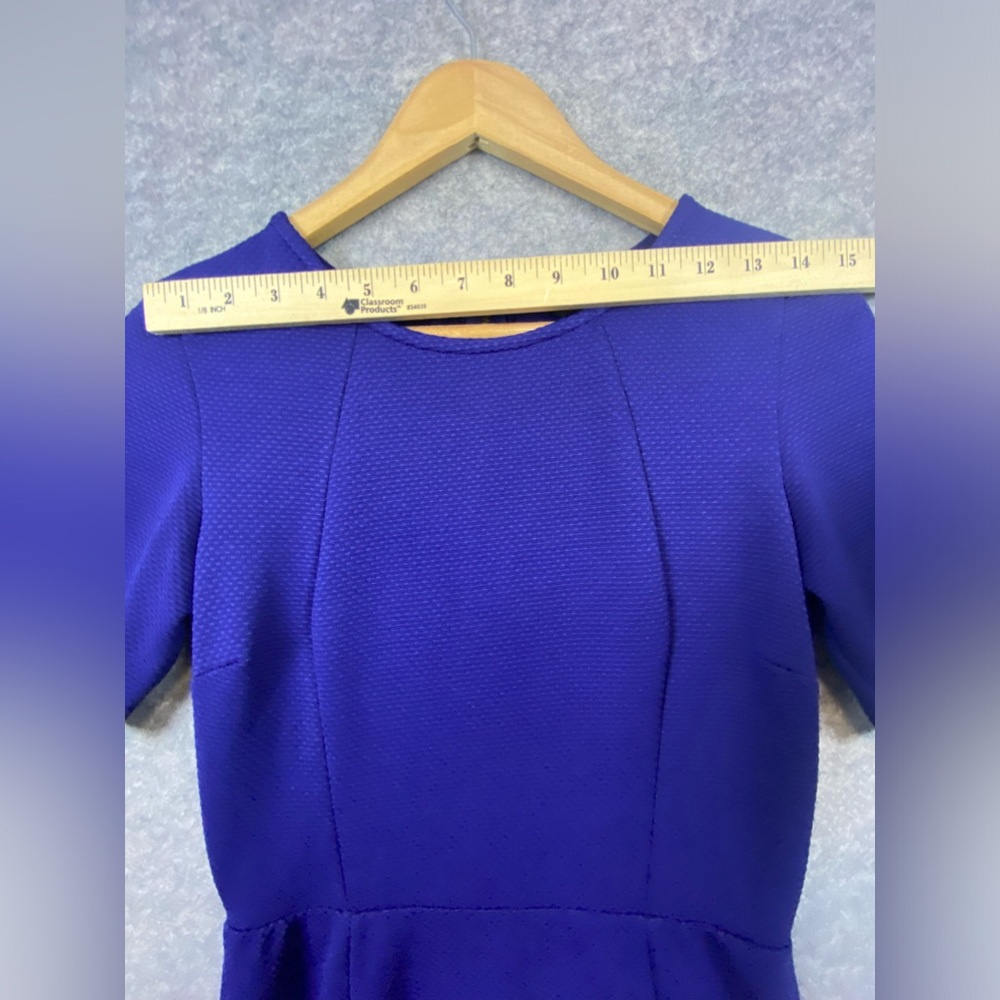 Warehouse Dress 6 Blue Sheath Short Sleeve Midi Career Business Professional - Picture 9 of 13